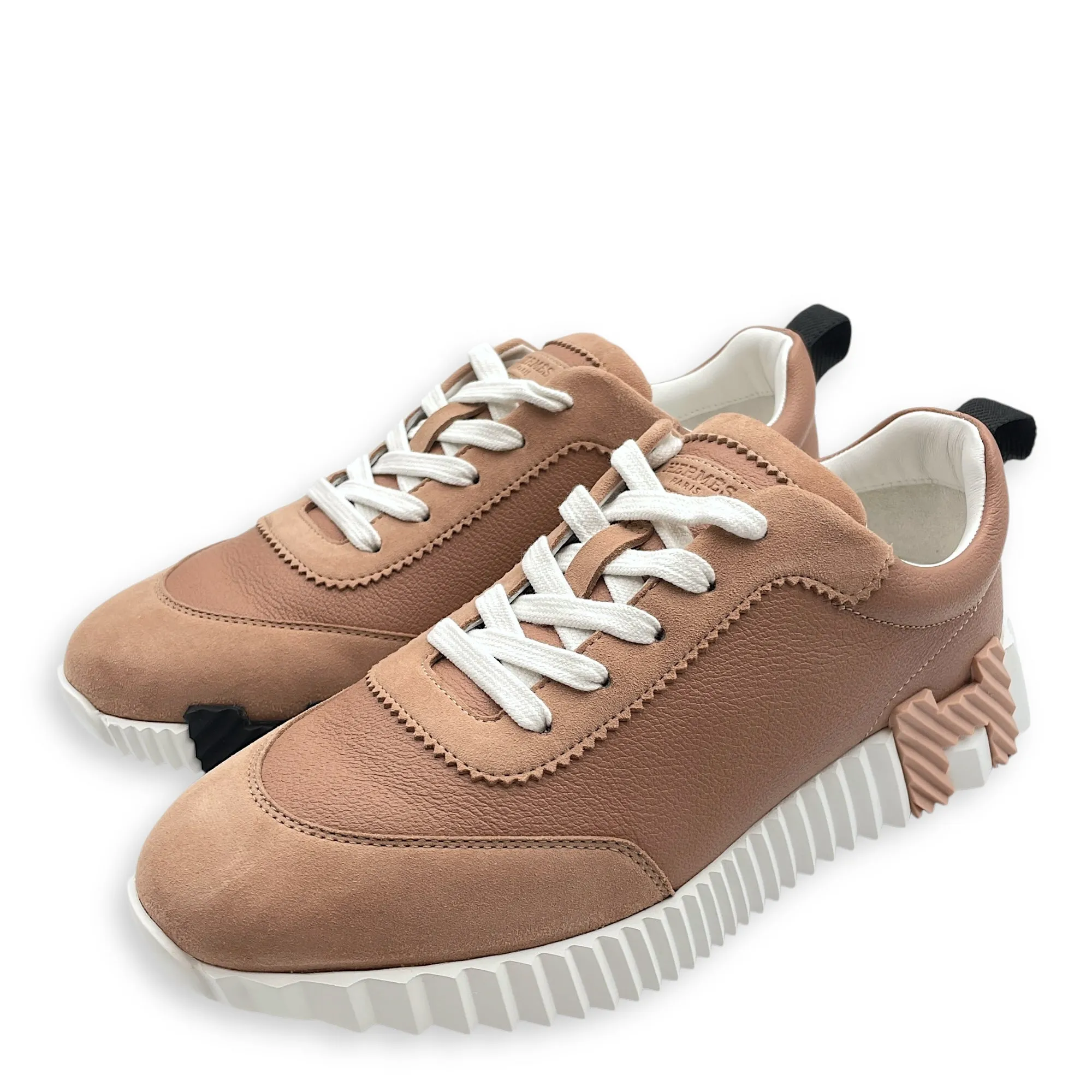 Bouncing 38.5 Beige Perlino Sneakers in Chevre Sport/Velours