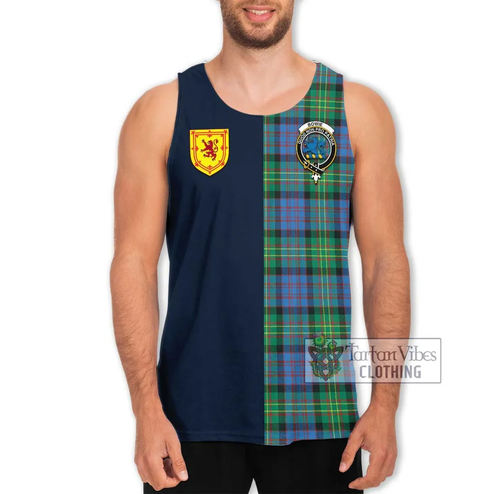 Bowie Ancient Tartan Men's Tank Top Alba with Scottish Lion Royal Arm Half Style