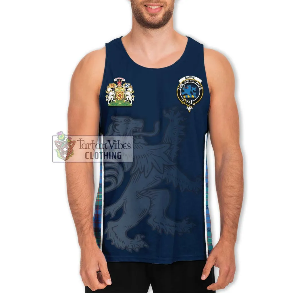 Bowie Ancient Tartan Men's Tank Top with Family Crest and Lion Rampant Vibes Sport Style