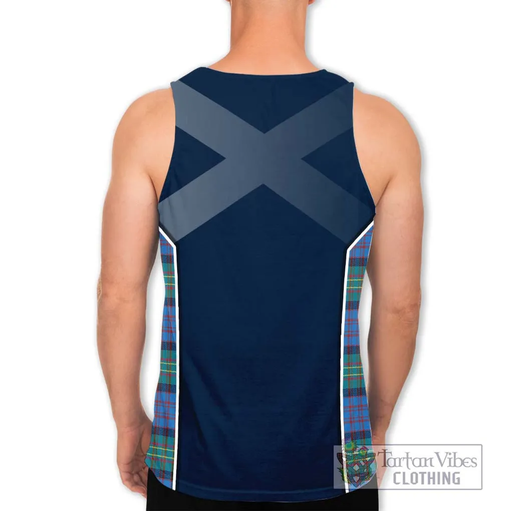 Bowie Ancient Tartan Men's Tank Top with Family Crest and Lion Rampant Vibes Sport Style