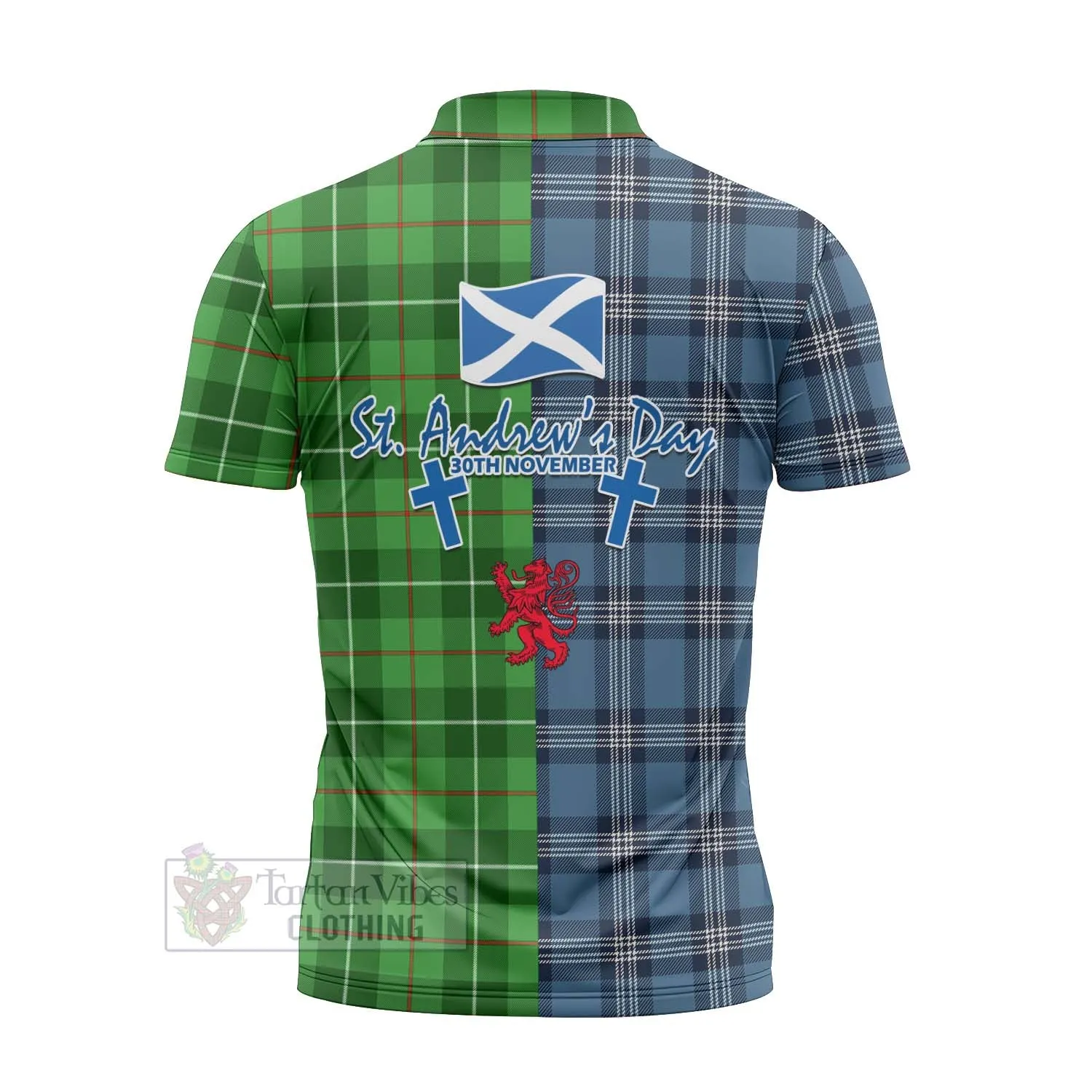 Boyle Tartan Zipper Polo Shirt Happy St. Andrew's Day Half Tartan Style