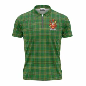 Brien Irish Clan Tartan Zipper Polo Shirt with Coat of Arms