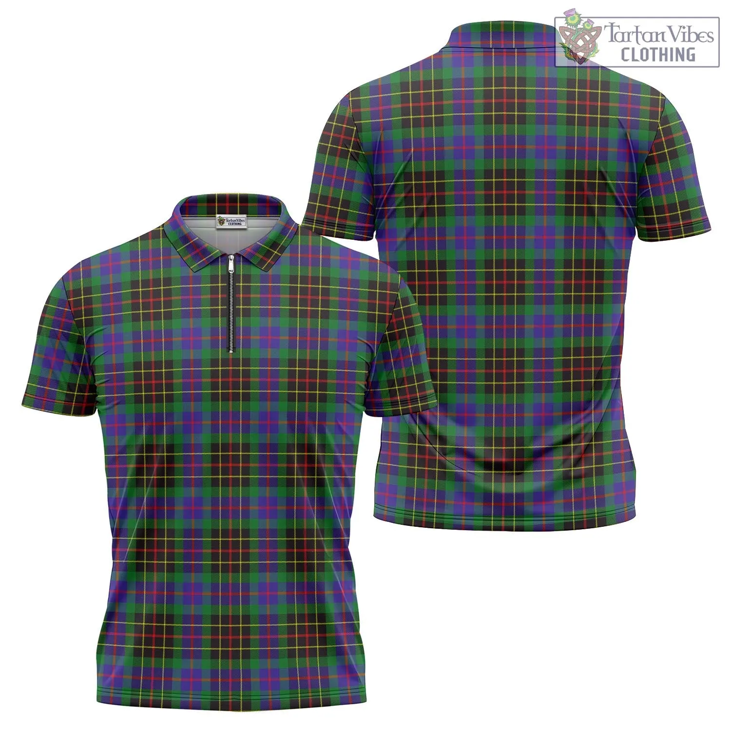 Brodie Hunting Modern Tartan Zipper Polo Shirt