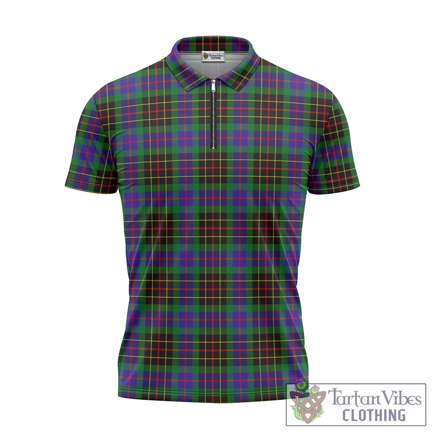 Brodie Hunting Modern Tartan Zipper Polo Shirt