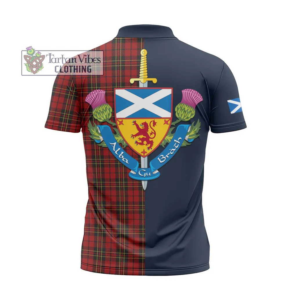 Brodie Tartan Zipper Polo Shirt Alba with Scottish Lion Royal Arm Half Style