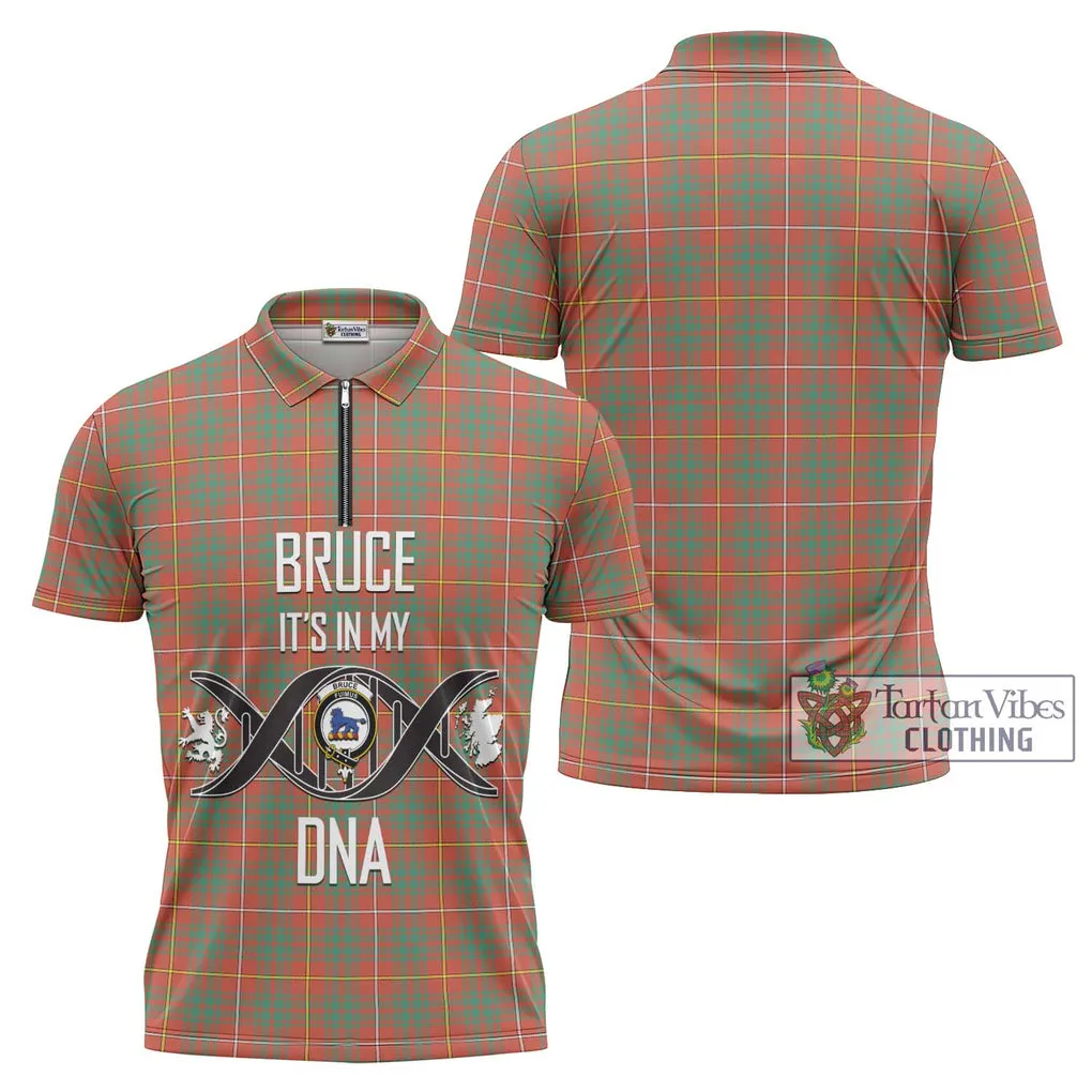 Bruce Ancient Tartan Zipper Polo Shirt with Family Crest DNA In Me Style