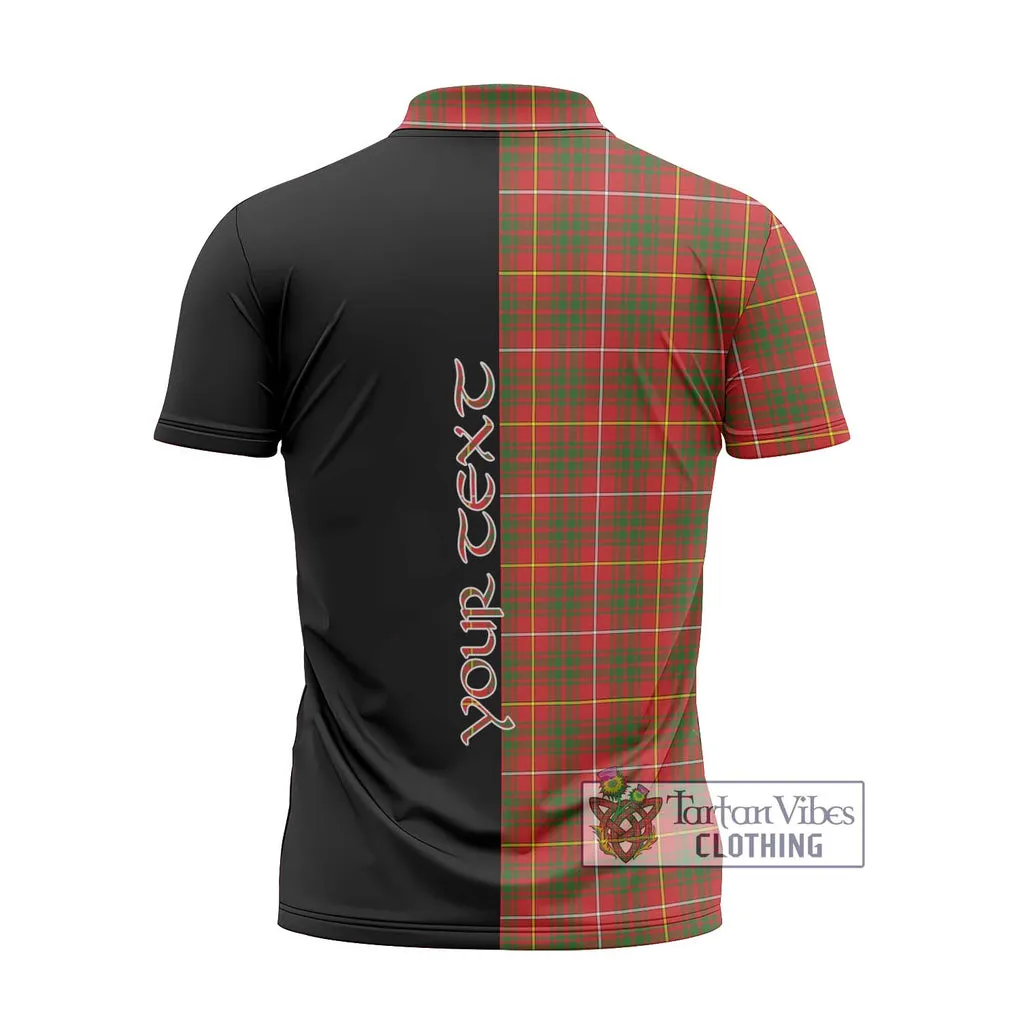 Bruce Modern Tartan Zipper Polo Shirt with Family Crest and Half Of Me Style