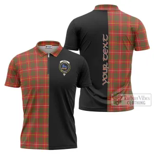 Bruce Modern Tartan Zipper Polo Shirt with Family Crest and Half Of Me Style