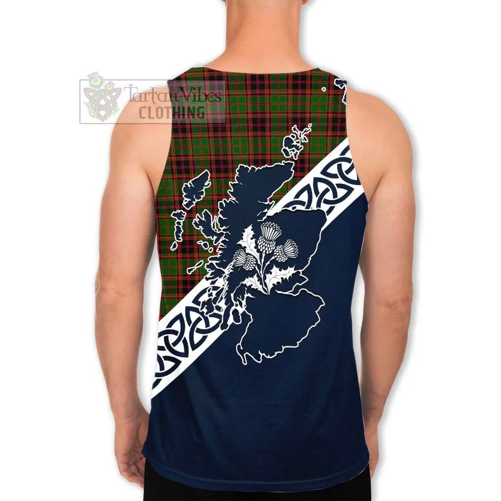 Buchan Tartan Men's Tank Top Featuring Thistle and Scotland Map