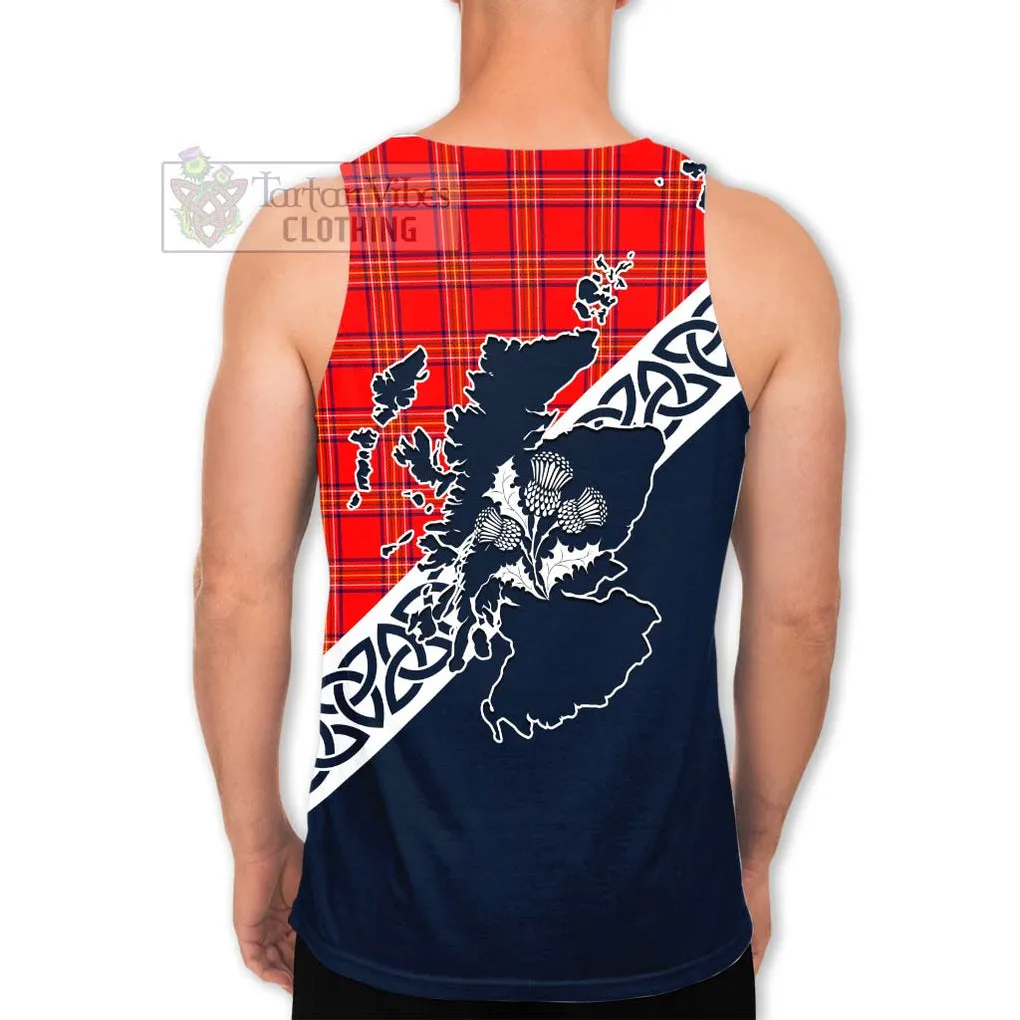 Burnett Tartan Men's Tank Top Featuring Thistle and Scotland Map