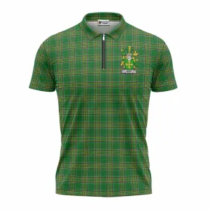 Bury Irish Clan Tartan Zipper Polo Shirt with Coat of Arms