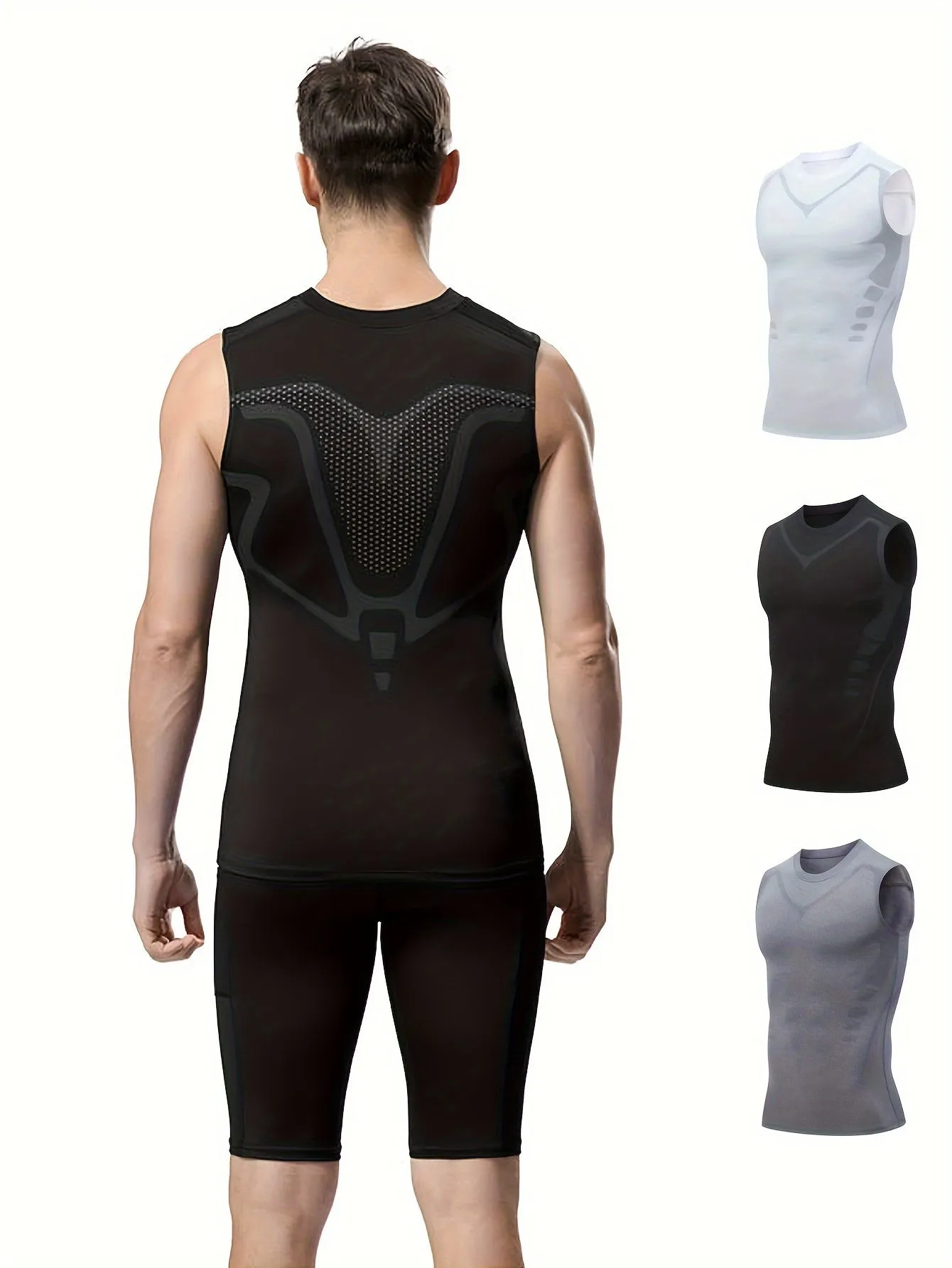 Buy 2 Get 1 Free, total of 3 pcs Athletic Fit Muscle Vest - Shirts for Men - Breathable, Comfy, Moisture-Wicking Compression Tank Top for Running, Shaping, Cycling, and Fitness Training - Quick-Drying, Four-Way Stretch, and Anti-Odor