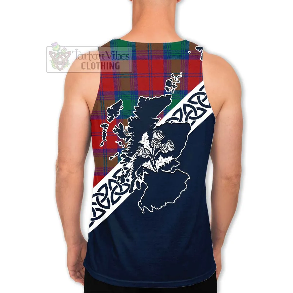 Byres (Byses) Tartan Men's Tank Top Featuring Thistle and Scotland Map