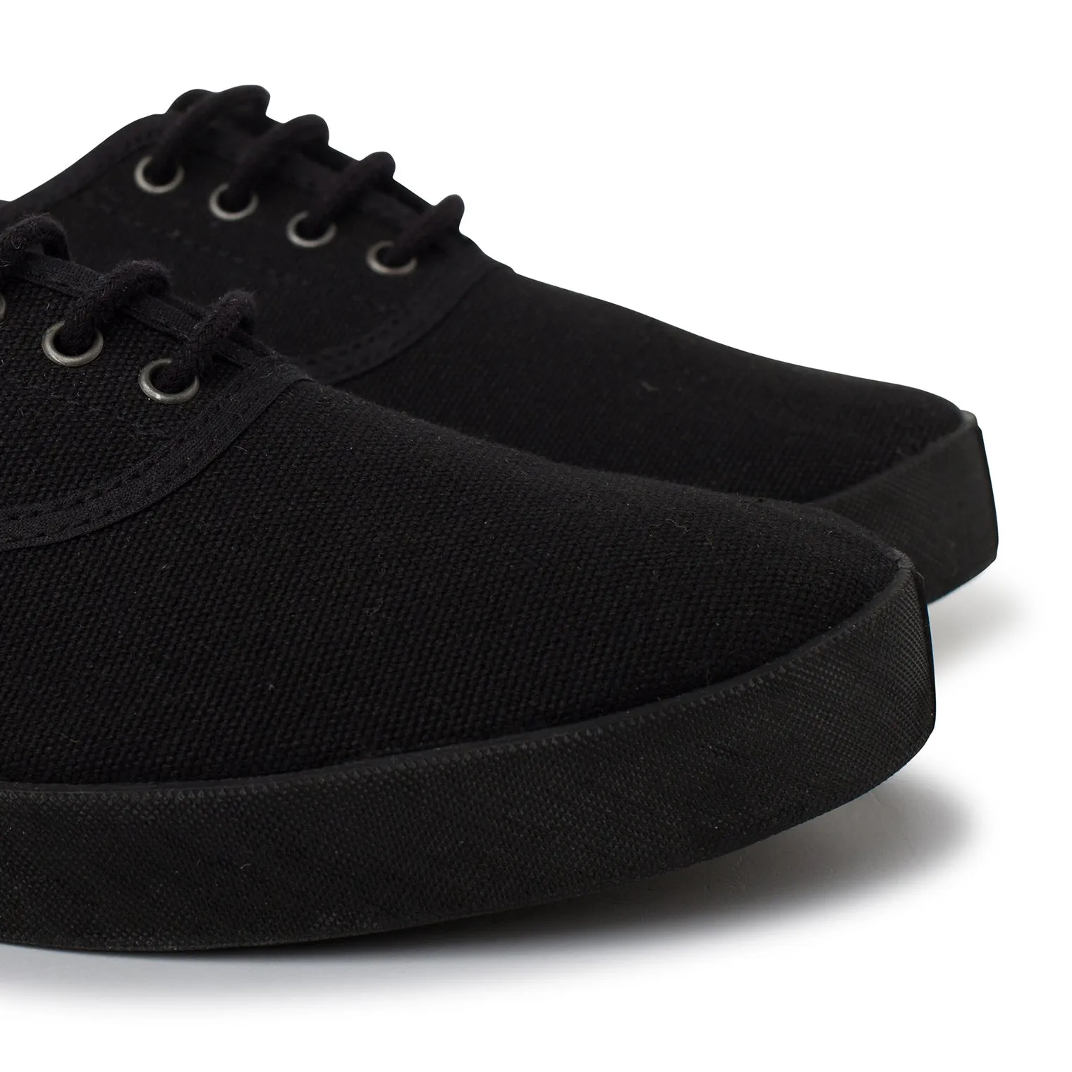 Capri Organic Cotton Canvas Plimsoll Sneakers - Black