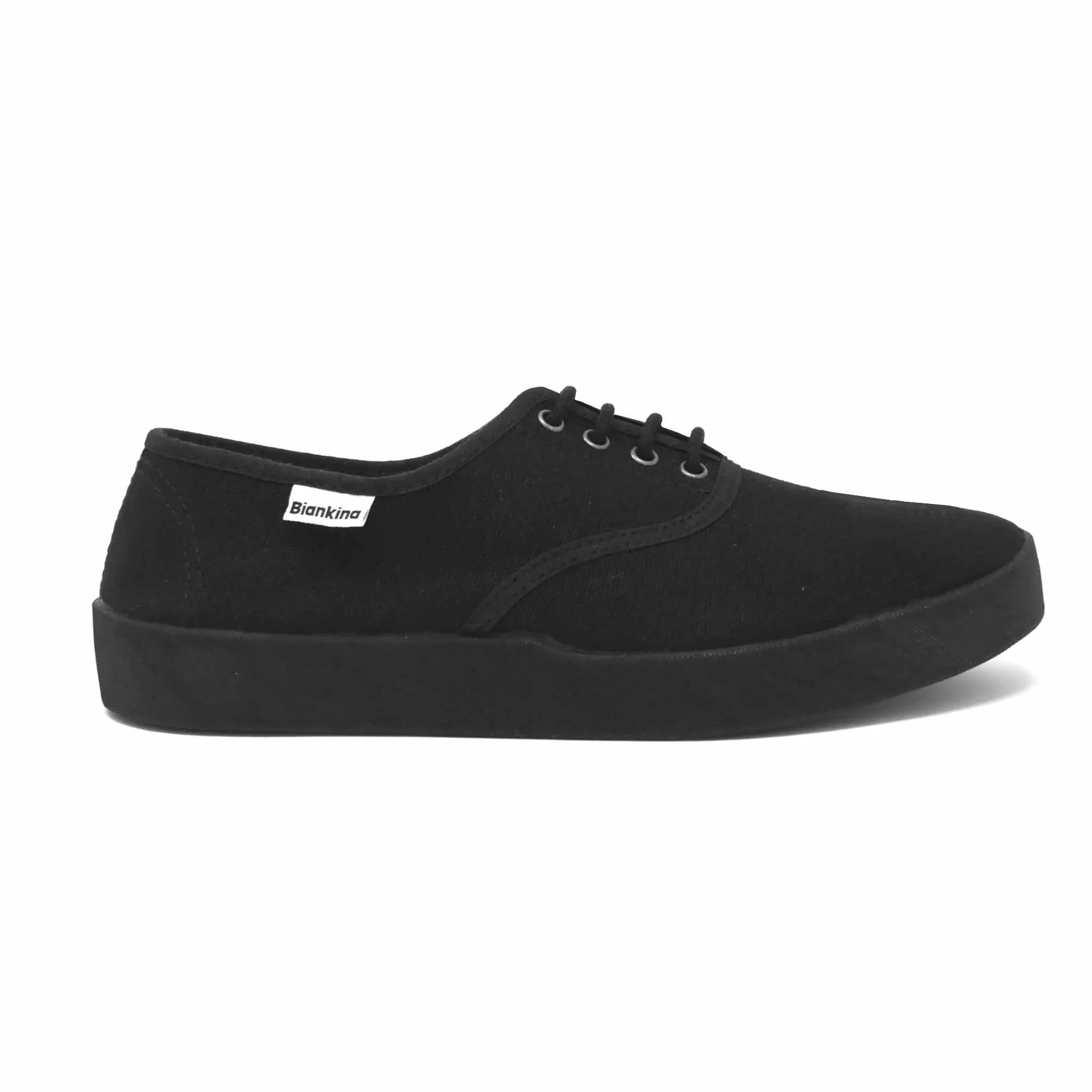 Capri Organic Cotton Canvas Plimsoll Sneakers - Black