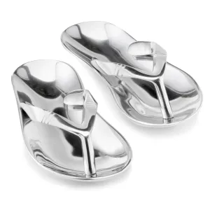 Chancla Polished Sandals, Modern, Accents, Pair, Sculpture, Mint, Candy, Bowl, Aluminum, Silver, Tabletop, Shoes, 9.5" x 4.5" x 4"