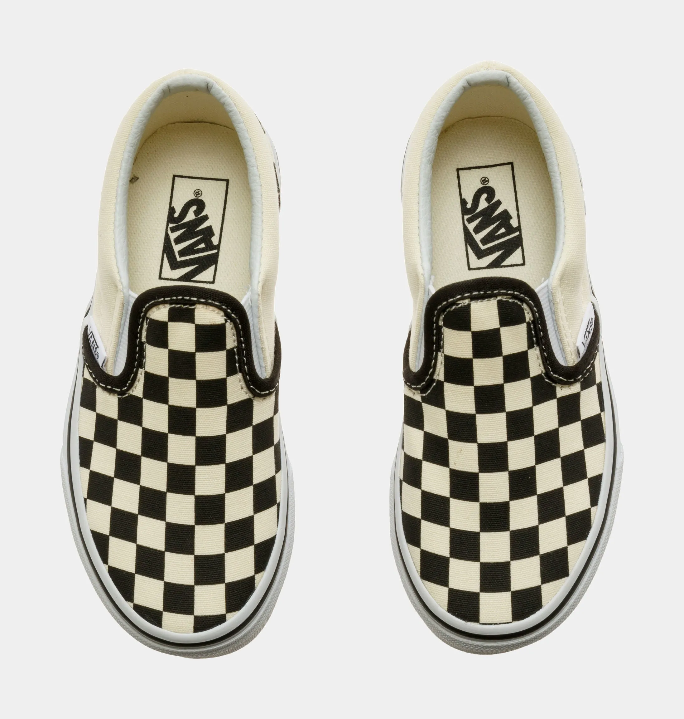 Classic Slip On Checkerboard Preschool Skateboarding Shoe (Black/White)