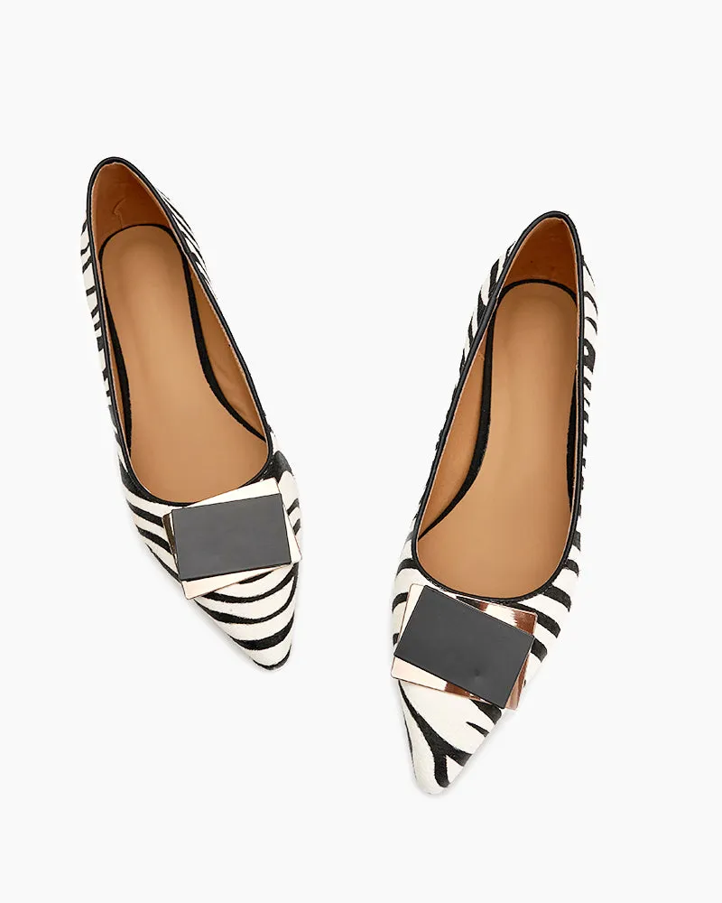 (Clean Up - US 9) Zebra Print Matching Color Pointed Toe Loafers