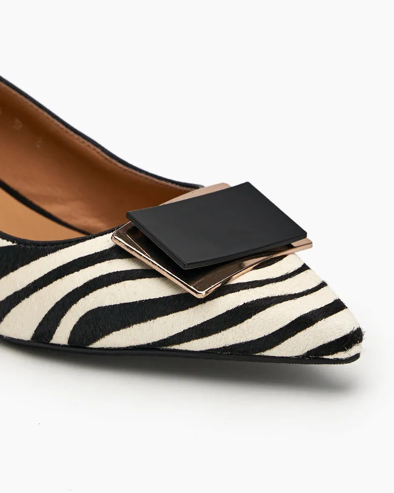 (Clean Up - US 9) Zebra Print Matching Color Pointed Toe Loafers