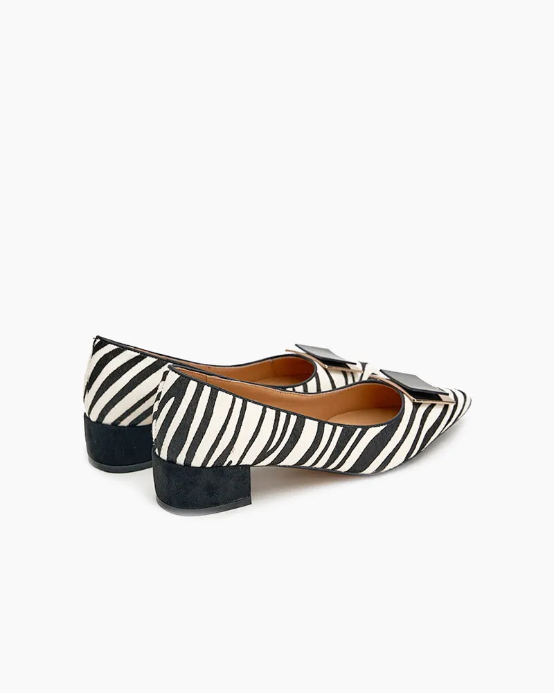 (Clean Up - US 9) Zebra Print Matching Color Pointed Toe Loafers