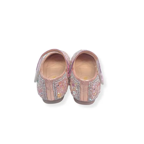 Clear Stone Flat Shoes in Pink