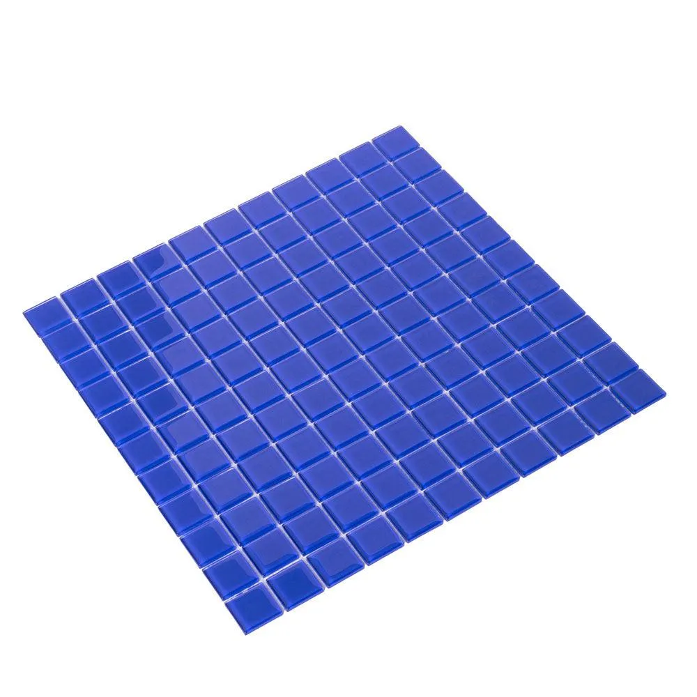 Cobalt Blue Square Glass Mosaic Tile 1x1