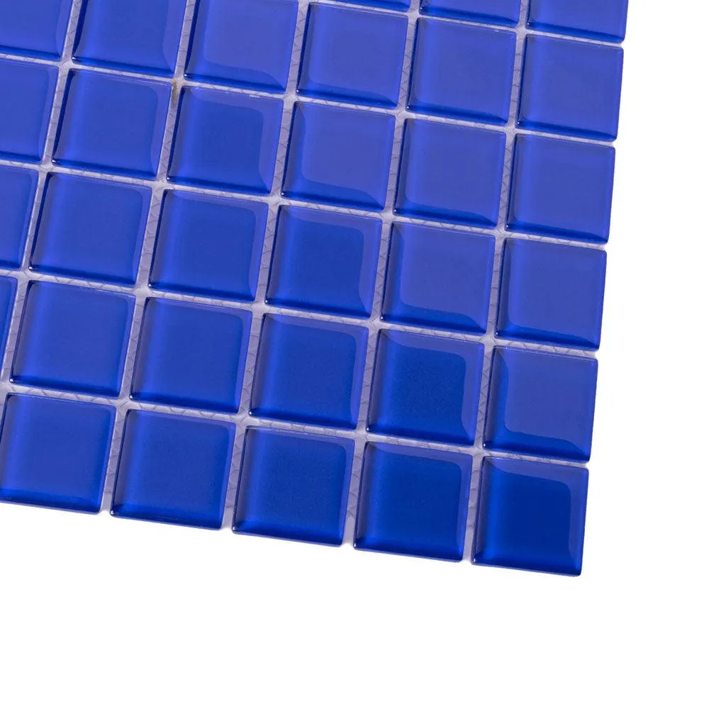 Cobalt Blue Square Glass Mosaic Tile 1x1