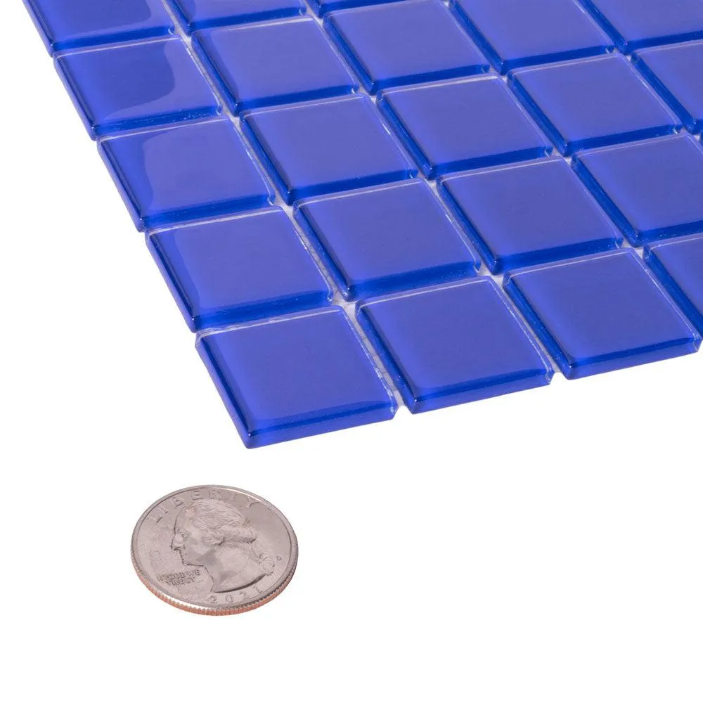 Cobalt Blue Square Glass Mosaic Tile 1x1