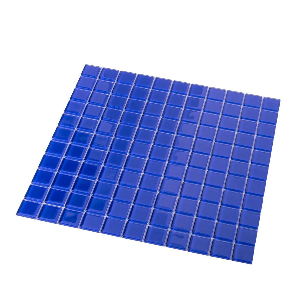 Cobalt Blue Square Glass Mosaic Tile 1x1