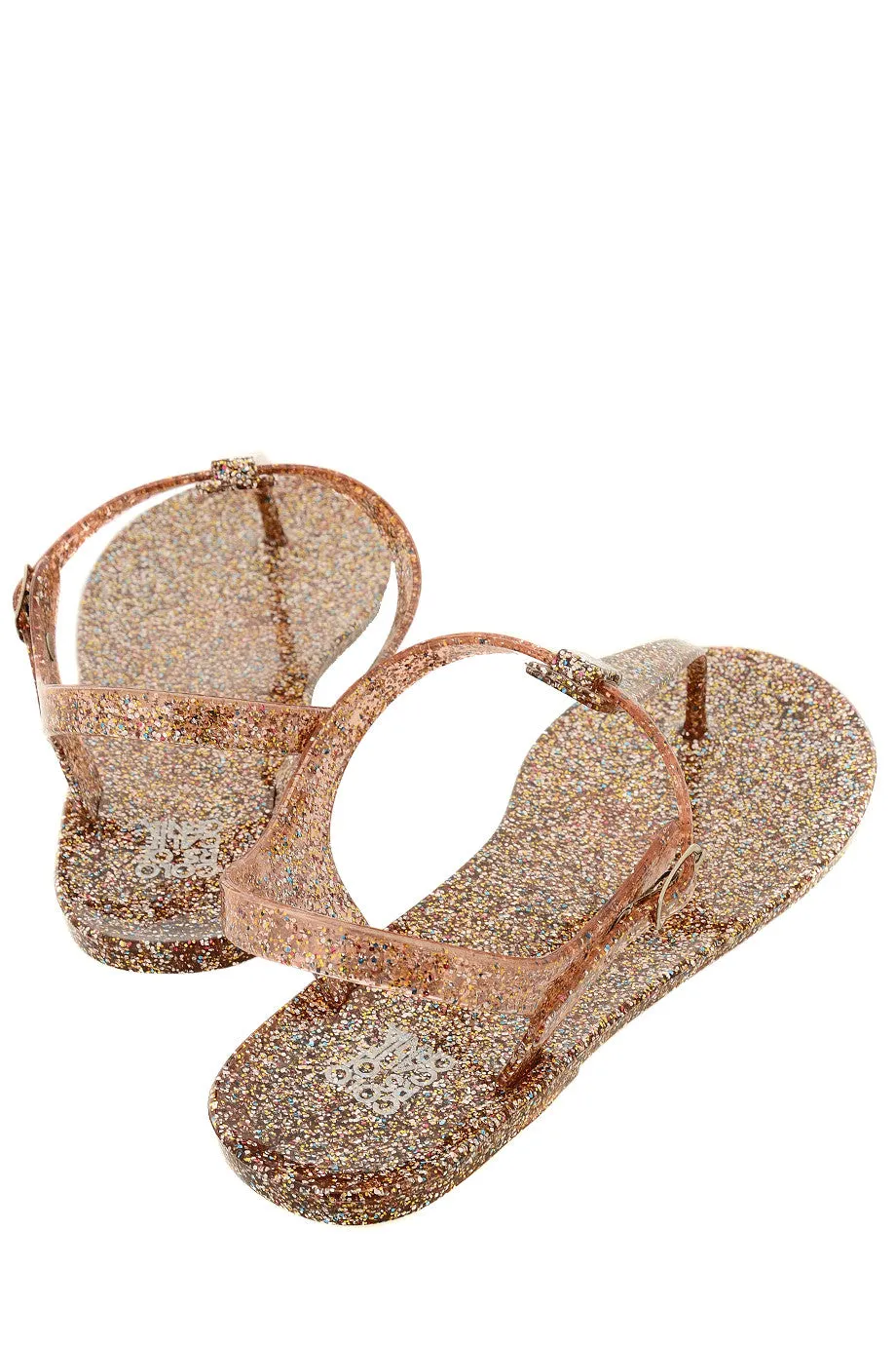 COLORS OF CALIFORNIA GLITTER Bronze T-Bar Sandals