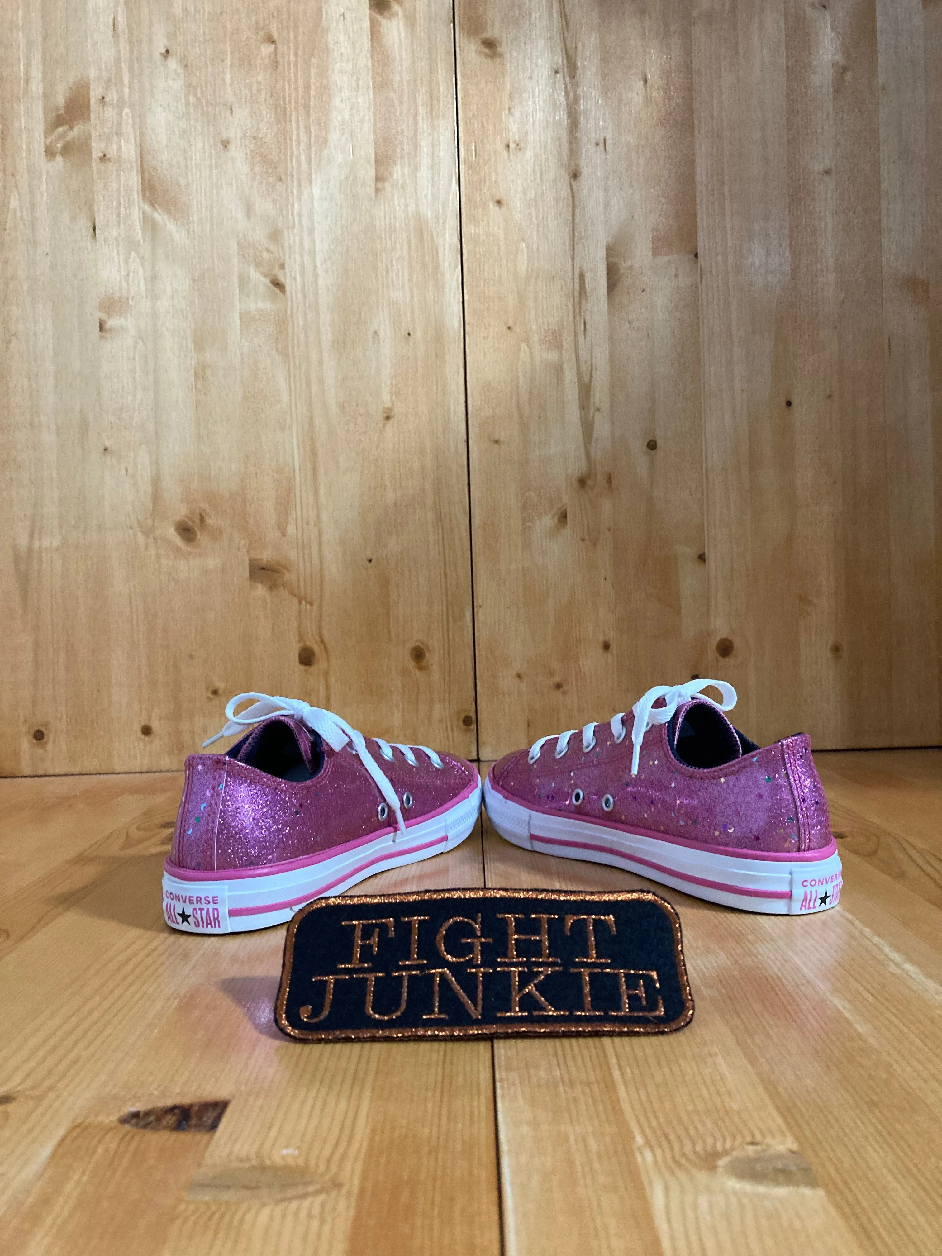 CONVERSE ALL STAR Youth Size 4 Low Top Glitter Shoes Sneakers Pink