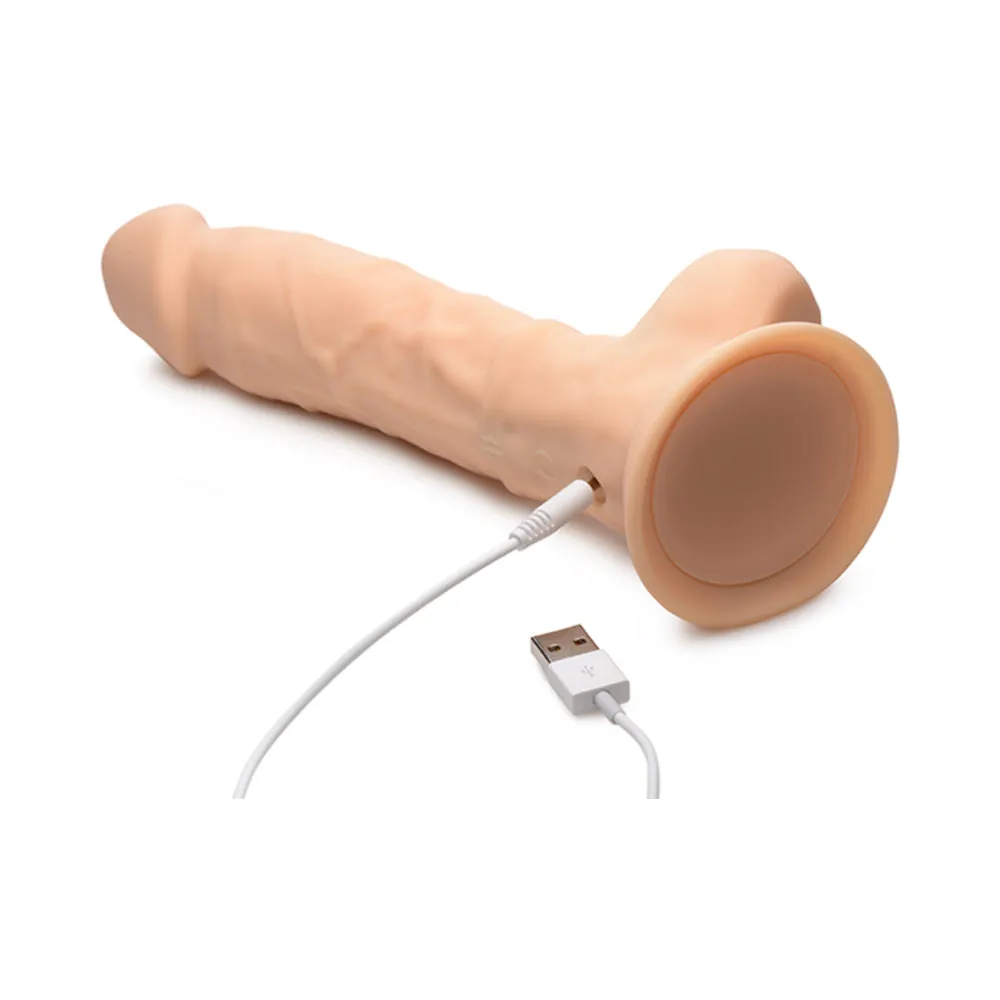 Curve Toys FLESHSTIXXX Rechargeable 8 in. Posable Vibrating Dildo with Balls & Suction Cup Beige