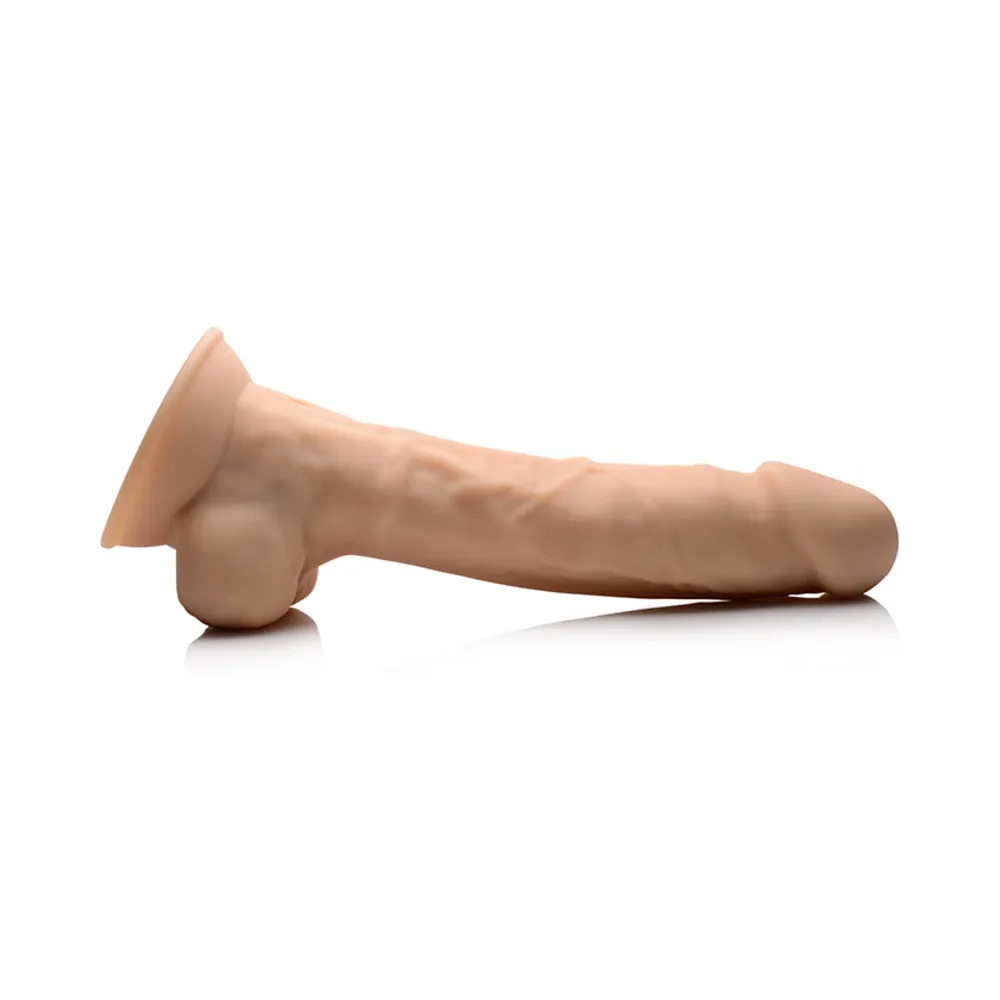 Curve Toys FLESHSTIXXX Rechargeable 8 in. Posable Vibrating Dildo with Balls & Suction Cup Beige