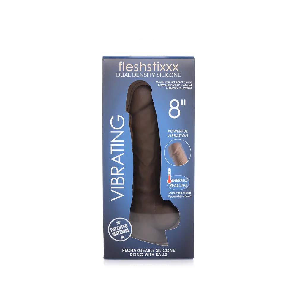 Curve Toys FLESHSTIXXX Rechargeable 8 in. Posable Vibrating Dildo with Balls & Suction Cup Brown