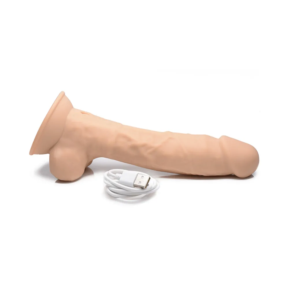 Curve Toys FLESHSTIXXX Rechargeable 8 in. Posable Vibrating Dildo with Balls & Suction Cup Tan