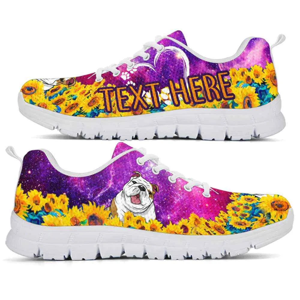 Custom Name Bulldog Sneaker, Bulldog Sunflower Galaxy Sneakers Running Shoes, Best Running Shoes