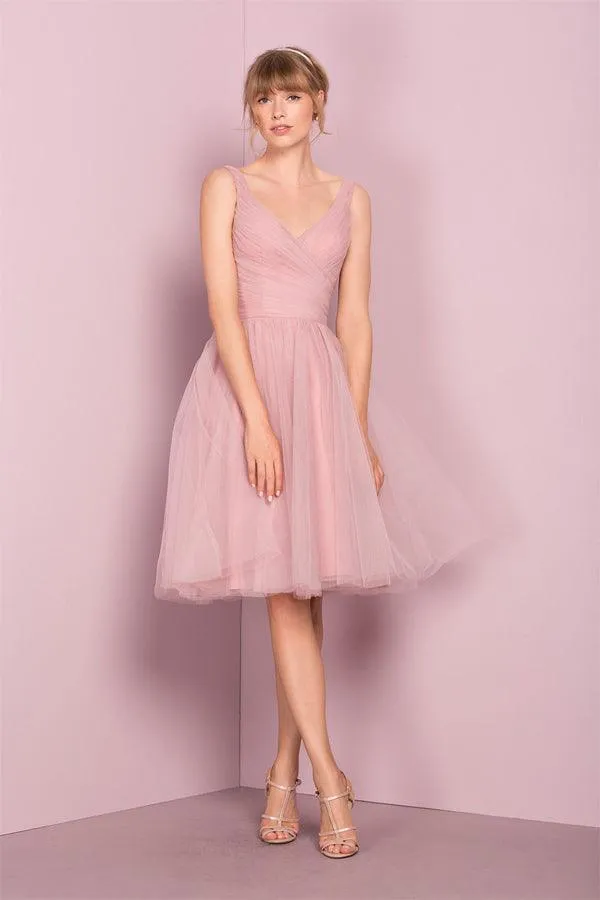 Cute  V Neck Knee Length Pink Homecoming Dress Short Prom Dresses PG151