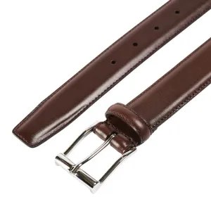 Dark Brown Calf Belt with Silver Buckle