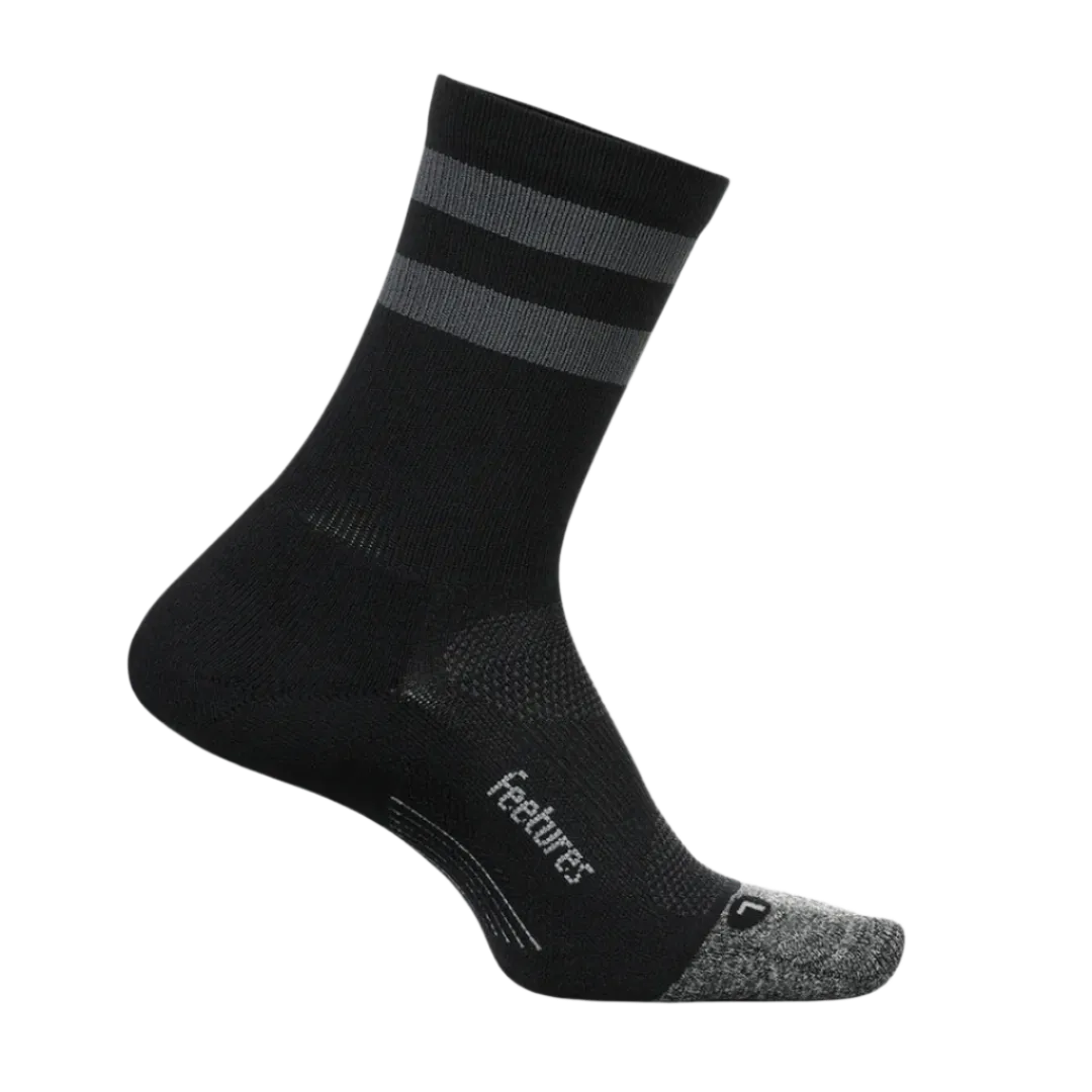 Feetures - Elite Light Cushion Mini-Crew - Black High Top Stripe