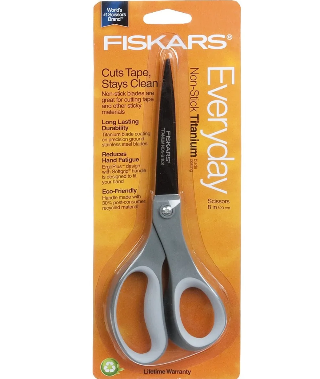 Fiskars 8'' Performance Softgrip Titanium Scissors - Grey