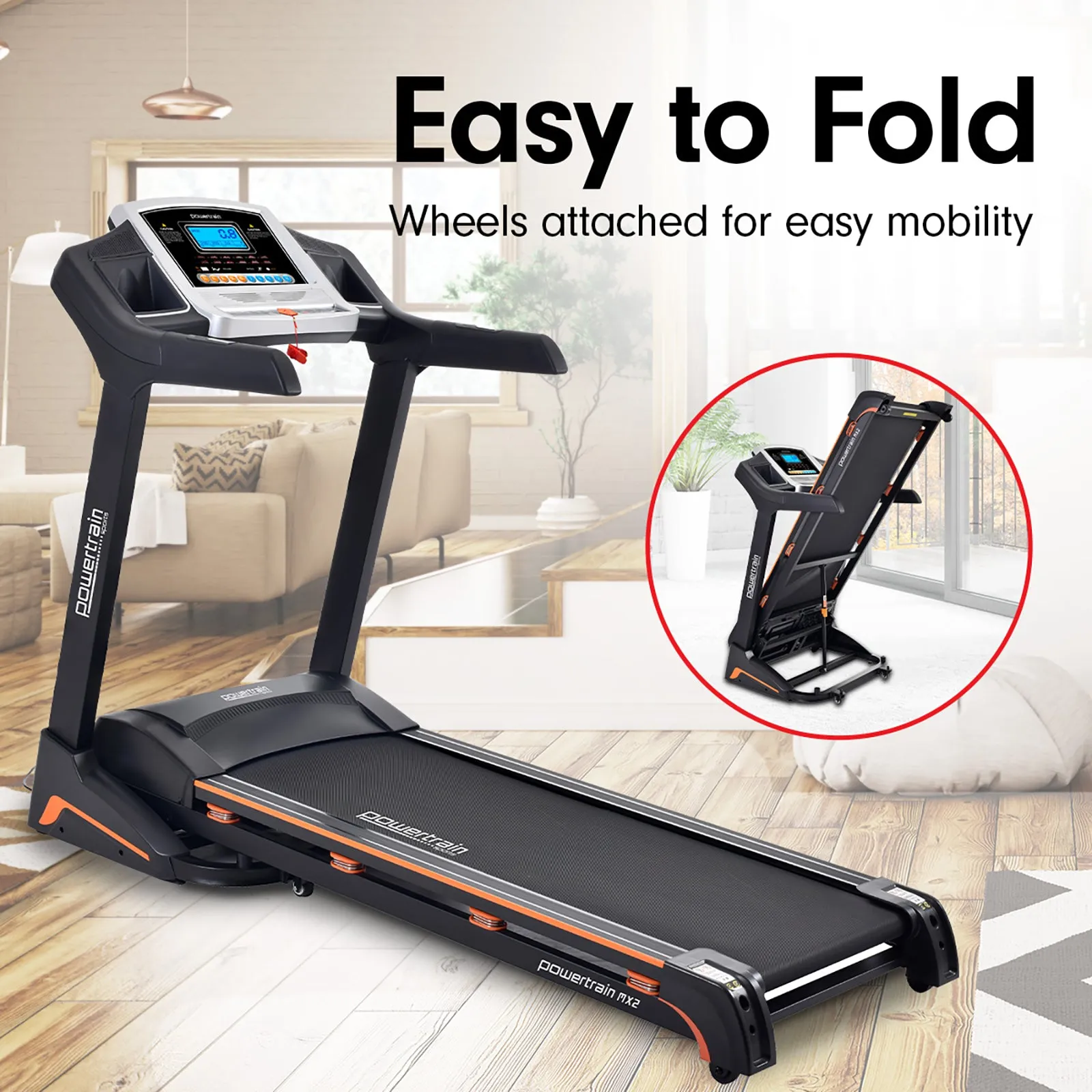 Foldable Treadmill 3.0 HP, Auto Incline 20km/h, LCD Display