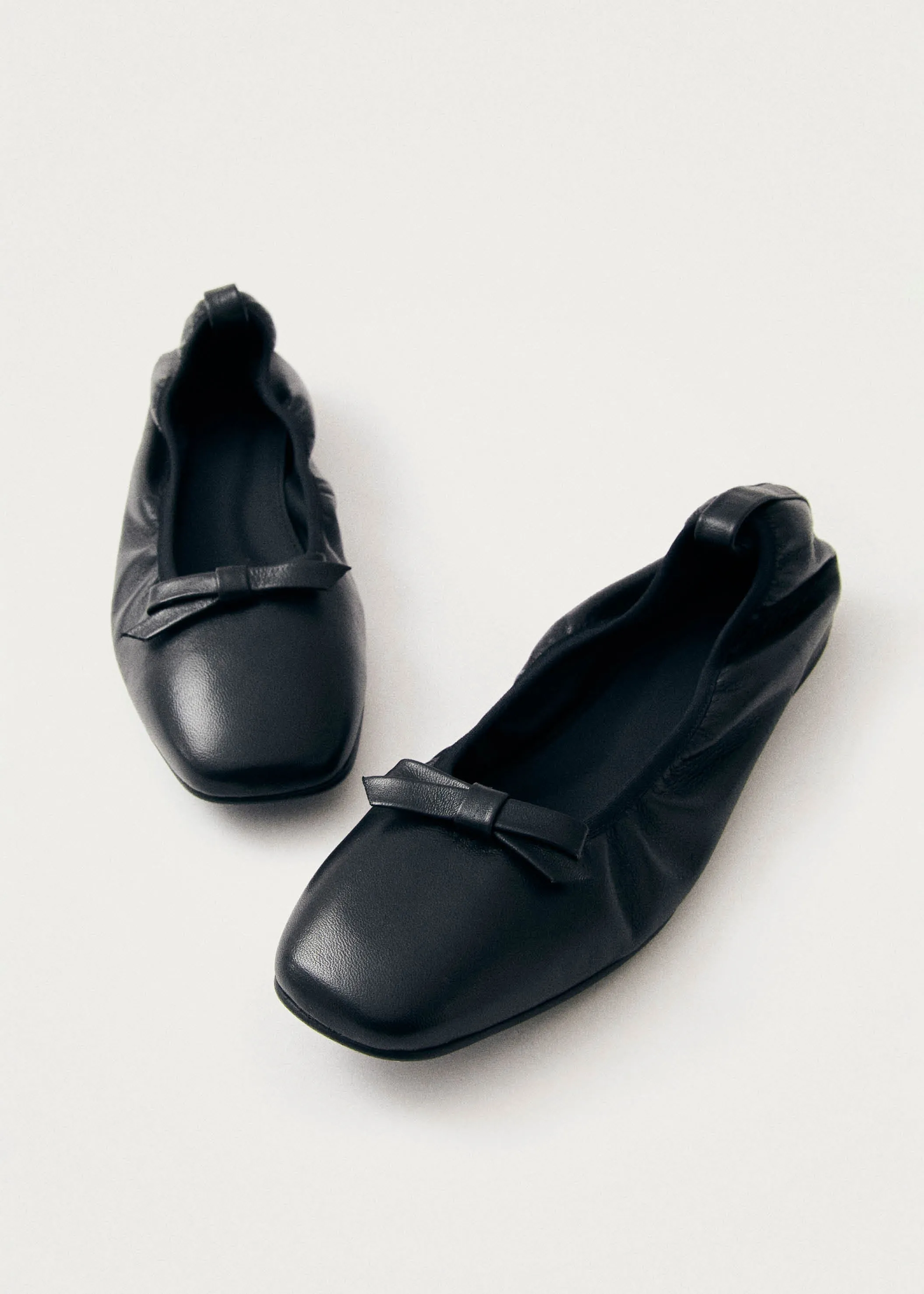 Freya Black Leather Ballet Flats