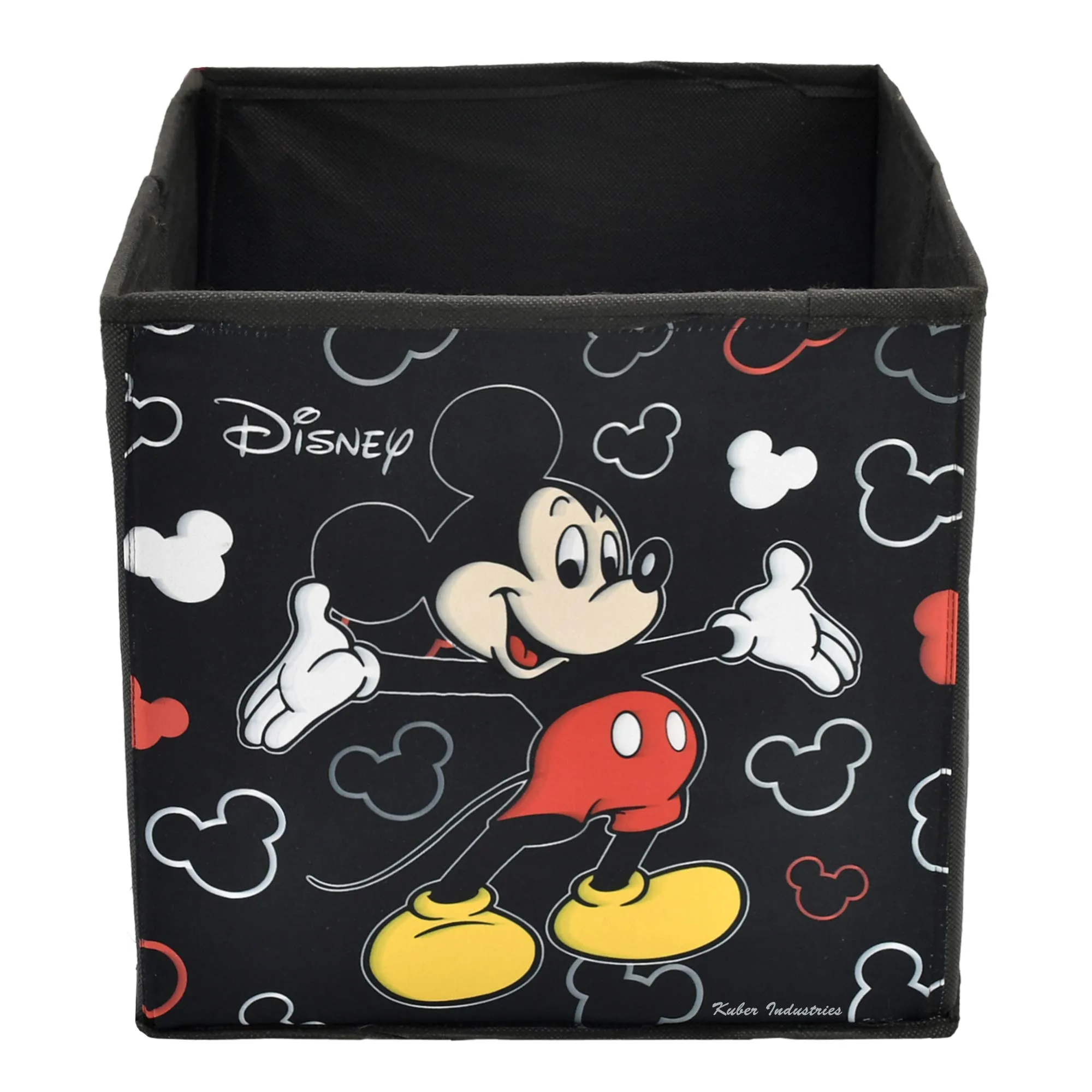 Fun Homes Disney Print Non Woven Fabric 2 Pieces Foldable Large Size Storage Cube Toy,Books,Shoes Storage Box with Handle (Black & Royal Blue)