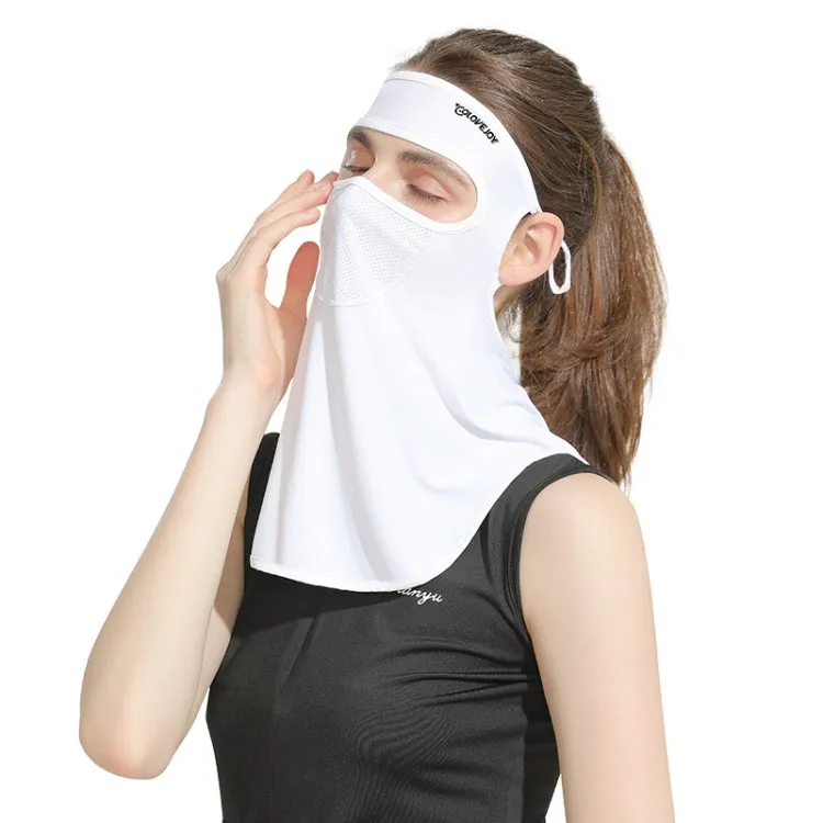 GOLOVEJOY Summer Ice Silk Sunscreen Face Shield  Ladies Outdoor Neck Protection Veil(White)