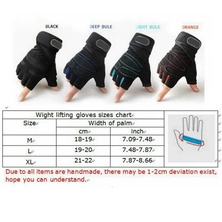 Gym Gloves Heavyweight Sports Exercise Weight Lifting Gloves Body Building Training Sport Fitness Gloves, Size:M(Black)