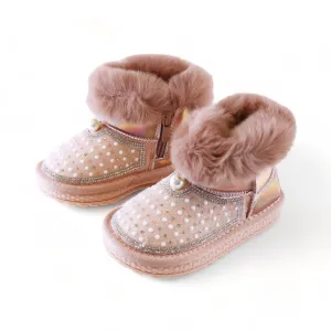 Handcraft Rhinestone & Pearl Furry Boot - Pink