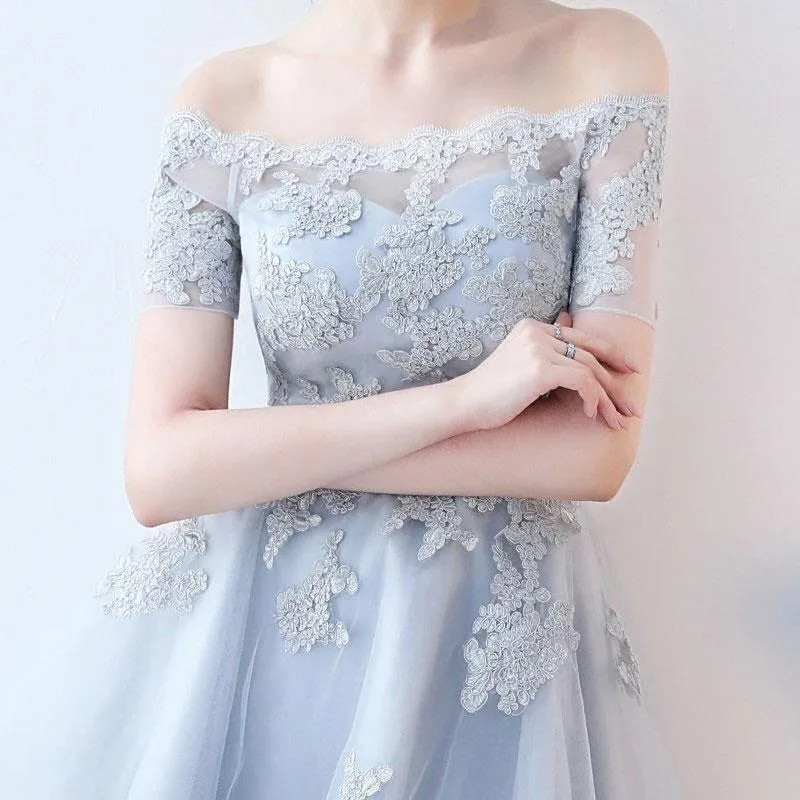 High Low Homecoming Dress Off-the-shoulder Tulle Short Prom Dress  PD355