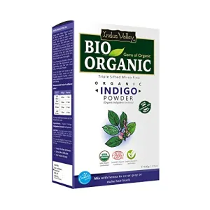 Indus Valley Bio Organic 100% Organic & Herbal Indigo Powder for Natural Hair Coloring, Protects hair from Damage - 100 gm