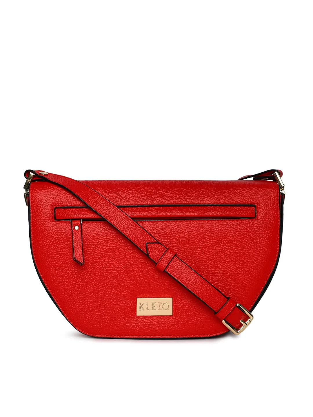 KLEIO PU Leather Half Moon Structured Crossbody Party Sling Bag for Women Girls (HO8049KL-RE)(RED)