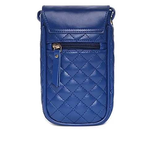 KLEIO PU Quilted Leather Multifunctional Mobile Sling Bag (Royal Blue) for Women with Adjustable Crossbody Strap | Mobile Pouch for Girls to Carry Cash, Cards for Travel & Everyday Use